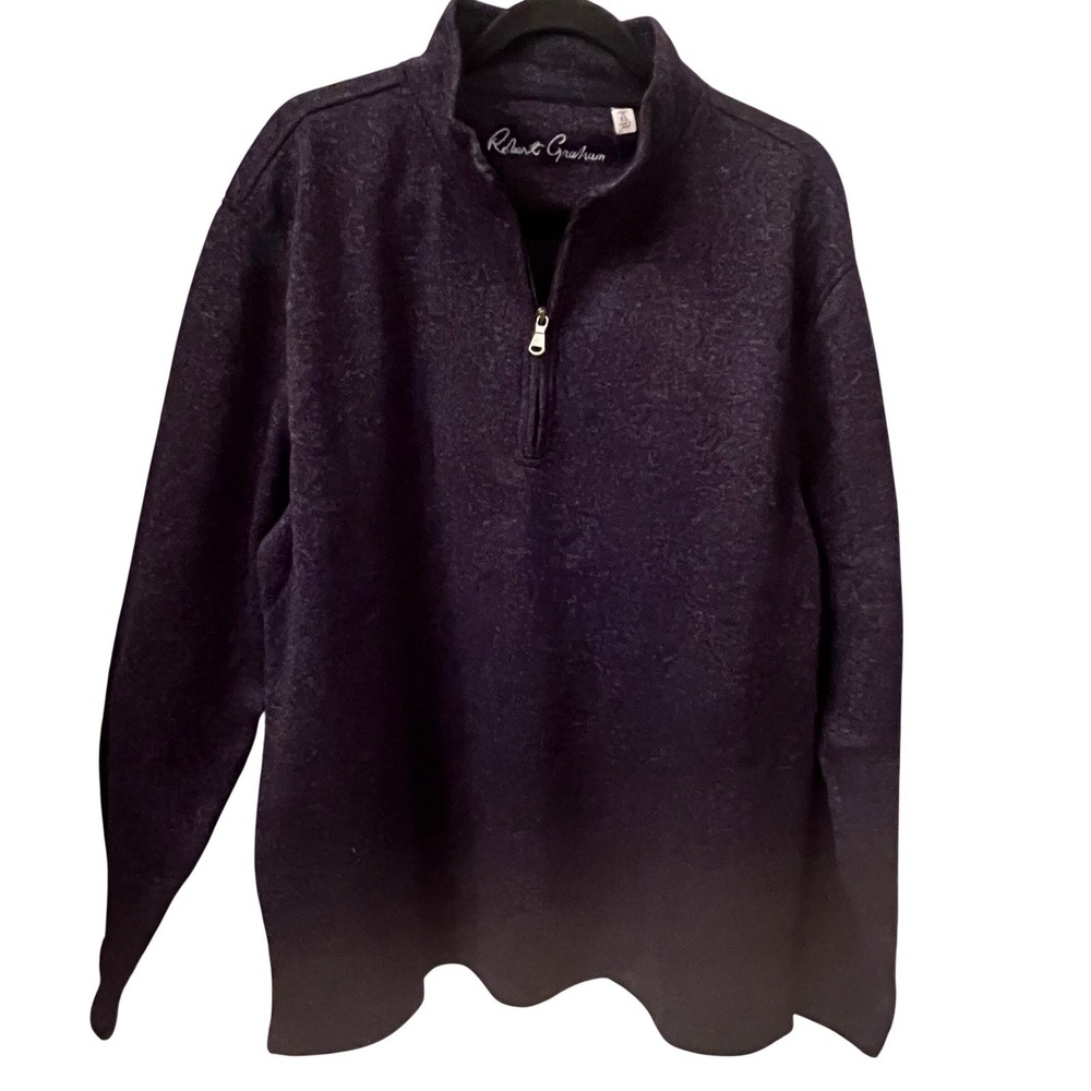 Robert Graham NWT Kenwood Classic Fit 1/4 Zip Pullover Sweater. Navy. Mens XL
